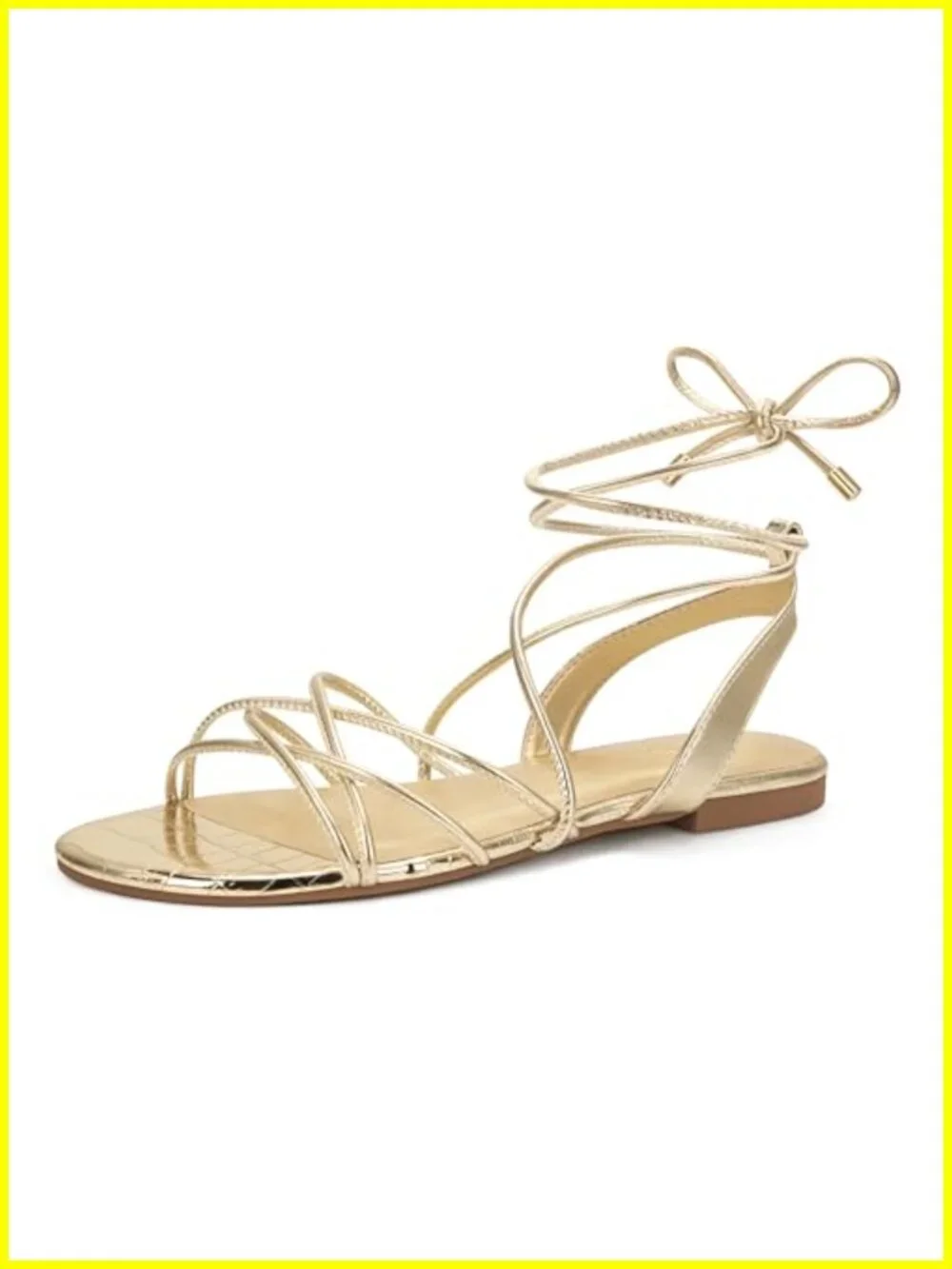 Gladiator Lace Up Flat Sandals, Adjustable Straps, Slip Resistant, Arch Support